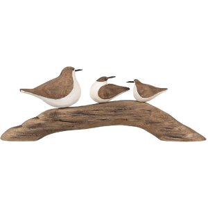 Clayre & Eef 6H2340 Decoratie Vogels 35x5x12 cm Bruin Wit