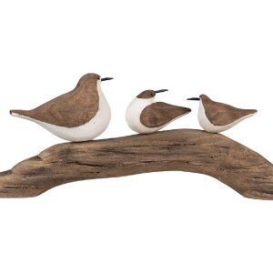 Clayre & Eef 6H2340 Decoratie Vogels 35x5x12 cm Bruin Wit