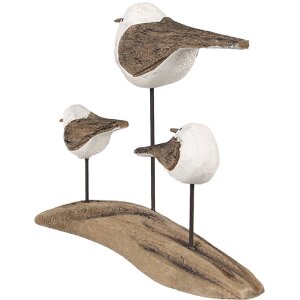 Clayre & Eef 6H2346 Decoratieve Vogels 17x5x14 cm Bruin Wit