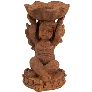 Clayre & Eef 6PR4069 Kaarshouder Engel Bruin 7x7x12 cm