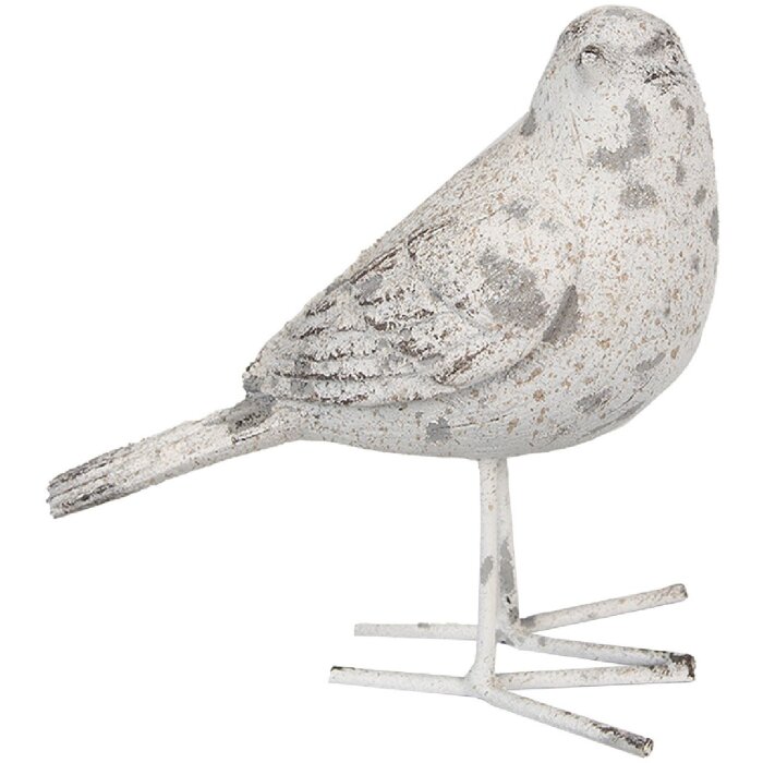 Clayre & Eef 6PR4122 Decoratieve Vogel 15x7x14 cm Grijs - Stijlvol Woonaccessoire