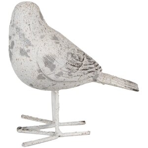 Clayre & Eef 6PR4122 Decoratieve Vogel 15x7x14 cm Grijs - Stijlvol Woonaccessoire