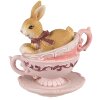 Clayre & Eef 6PR4986 Decoratief konijn in beker 9x7x9 cm Bruin Roze