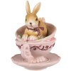 Clayre & Eef 6PR4986 Decoratief konijn in beker 9x7x9 cm Bruin Roze