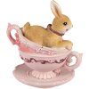 Clayre & Eef 6PR4986 Decoratief konijn in beker 9x7x9 cm Bruin Roze