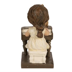 Clayre & Eef 6PR5029 Kind met piano decoratief beeldje 10x6x10 cm Bruin