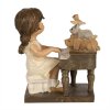 Clayre & Eef 6PR5029 Kind met piano decoratief beeldje 10x6x10 cm Bruin