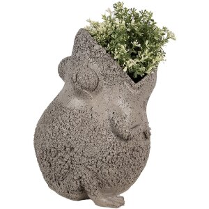 Clayre & Eef 6PR5060 Decoratieve Bloempot Kikker 26x25x32 cm Grijs