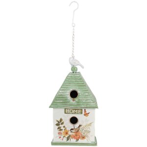 Clayre & Eef 6Y5493 Decoratie Vogelhuisje 20x18x38 cm Wit Groen