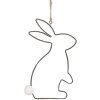 Clayre & Eef 6Y5558 Decoratieve Hanger Konijn 17x11cm Grijs - Paasdecoratie