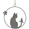 Clayre & Eef 6Y5560 Kattenhanger 14x14 cm Grijs Decoratie