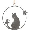 Clayre & Eef 6Y5560 Kattenhanger 14x14 cm Grijs Decoratie