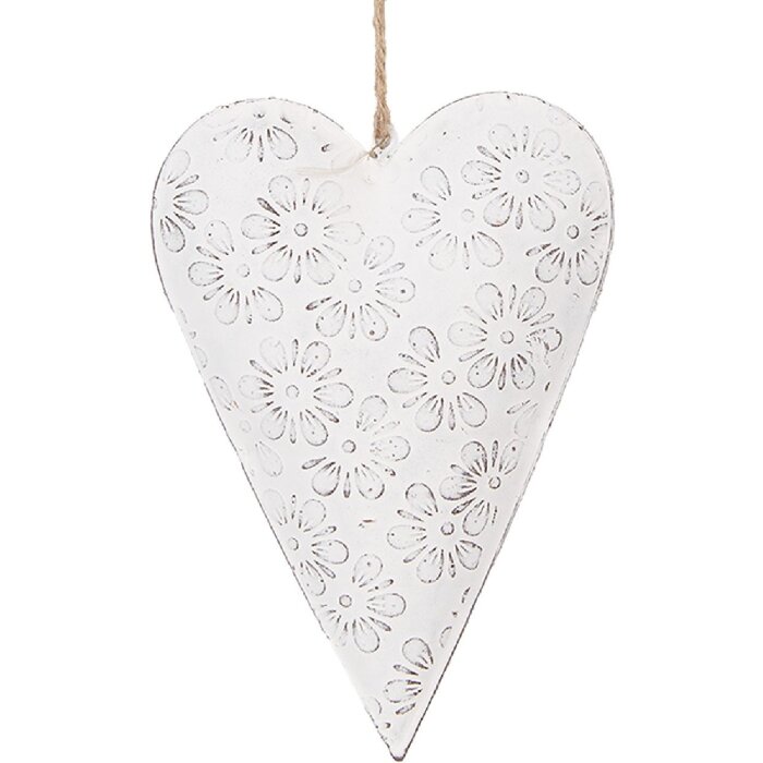 Clayre & Eef 6Y5566M Hart Decoratieve Hanger Wit 15x2x10 cm