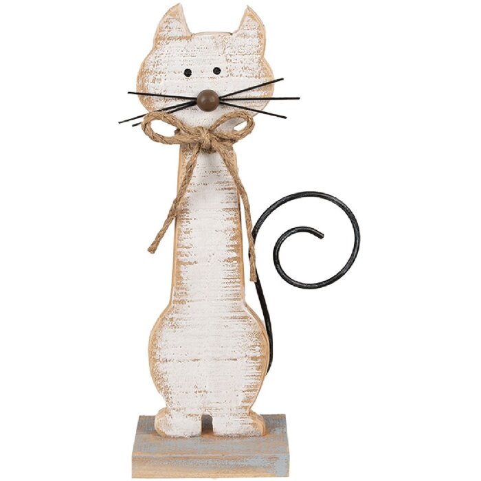 Clayre & Eef 6Y5594 Decoratie Kat 21x8x38 cm Wit