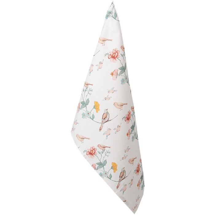 Clayre & Eef KT042.050 Keukendoek Vogels Bloemenpatroon Beige 47x70cm