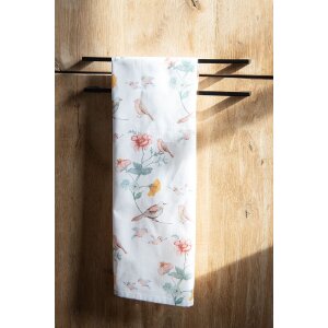 Clayre & Eef KT042.050 Keukendoek Vogels Bloemenpatroon Beige 47x70cm