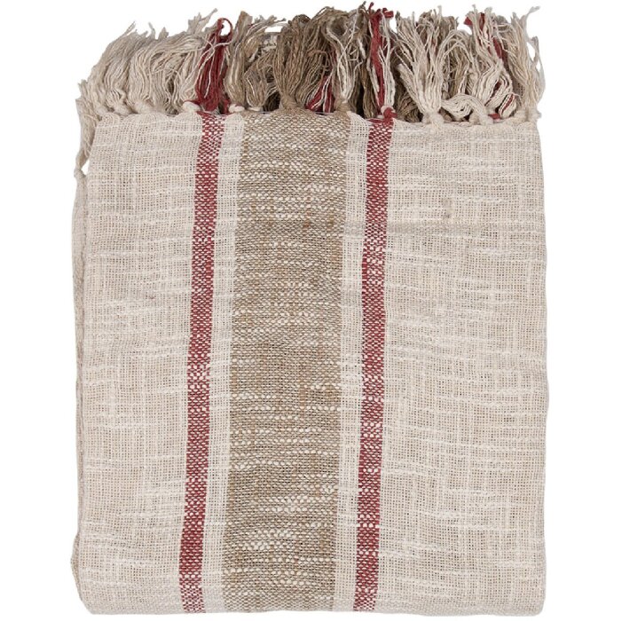 Clayre & Eef KT060.140 Plaid Strepen Beige Bruin 125x150cm