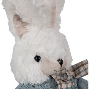 Clayre & Eef TW0601 Knuffelkonijn Wit Blauw 22cm