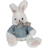 Clayre & Eef TW0601 Knuffelkonijn Wit Blauw 22cm