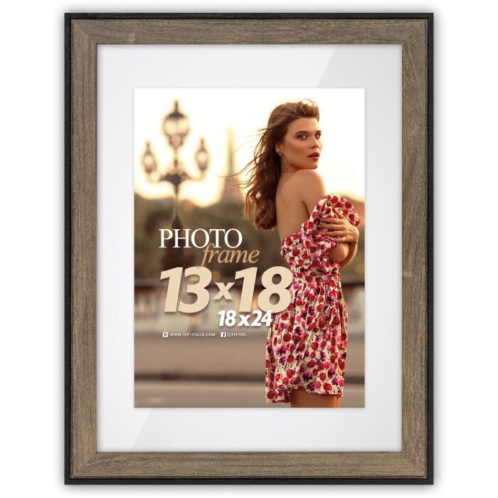 ZEP MDF fotolijst Roma bruin 15x20 cm met passe-partout 10x15 cm