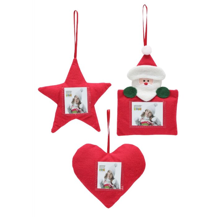 Deknudt S67HC1 Kerstdecoratie Vilt Rood Willekeurig Motief 4x4cm