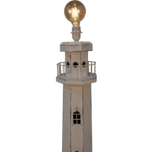 Clayre & Eef 5LMP278W Vloerlamp Lighthouse Design Wit 23x23x140 cm E27/max 60W