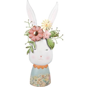 Clayre & Eef 5Y1213 Decoratief Konijn met Bloemen Wit...