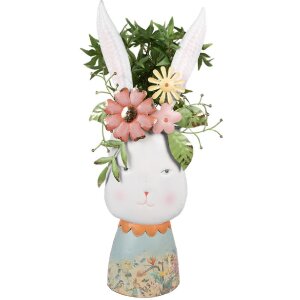 Clayre & Eef 5Y1213 Decoratief Konijn met Bloemen Wit...