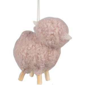 Clayre & Eef 65369 Decoratiehanger Schaap Roze 8x3x6 cm