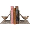 Clayre & Eef 65381 Boekensteun Vogels Grijs (2) 26x15x16 cm