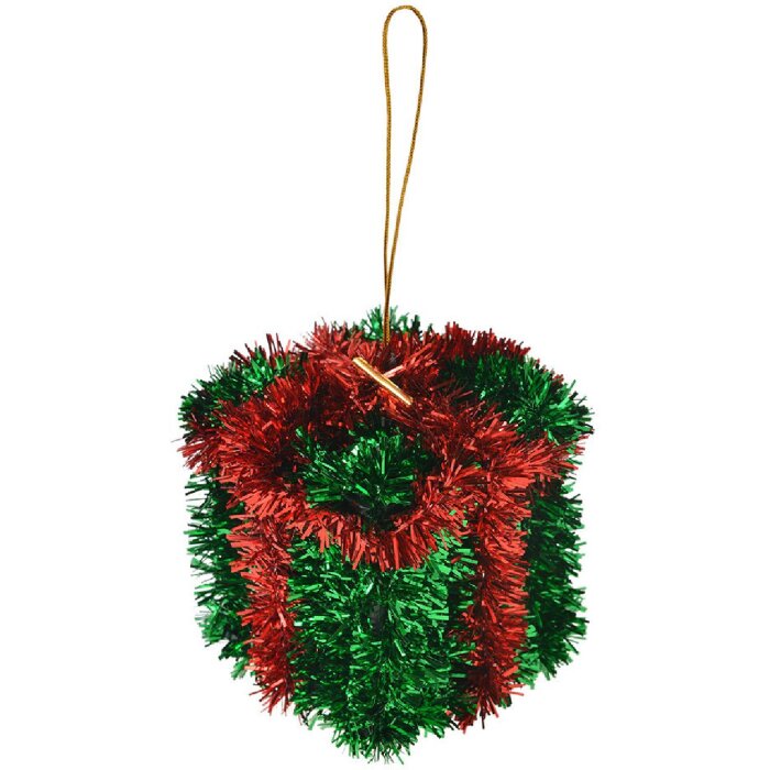 Clayre & Eef 65483 Decoratie Hanger Cadeauverpakking Rood Groen 6x6x6 cm