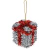 Clayre & Eef 65484 Decoratie Hanger Cadeauverpakking Rood Zilver 6x6x6 cm