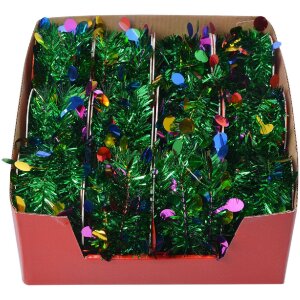 Clayre & Eef 65486 Kerstslinger groen kleurrijk 450 cm Set 12