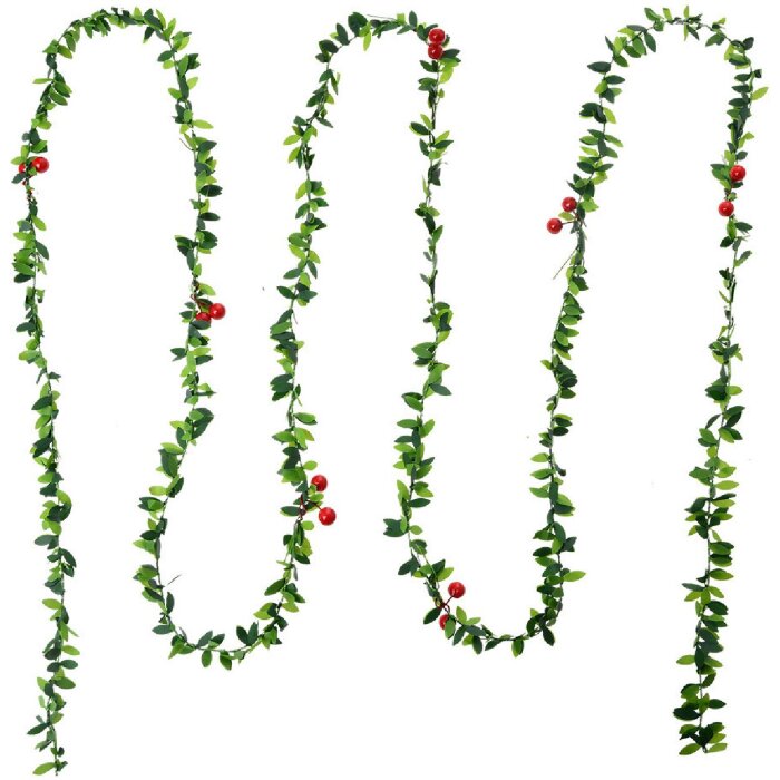 Clayre & Eef 65487 Kerstslinger Decoratie 270 cm Set 12 Groen Rood