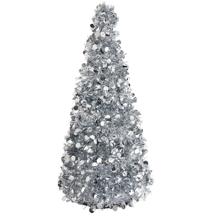 Clayre & Eef 65511 Kerstboom Decoratie Zilver Ø 21x50 cm