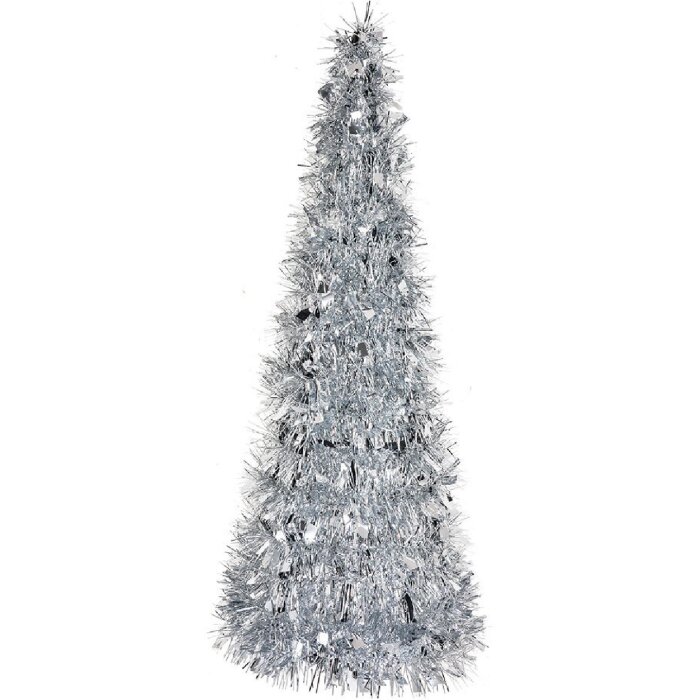 Clayre & Eef 65541L Kerstboom decoratie zilver Ø 18x46 cm