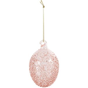 Clayre & Eef 6GL4450 Hangende Ei-decoratie Ø 6x9 cm Roze Glas