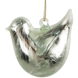 Clayre & Eef 6GL4453 Decoratiehanger vogelglas 7x4x6 cm