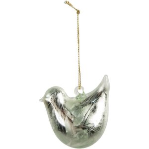 Clayre & Eef 6GL4453 Decoratiehanger vogelglas 7x4x6 cm