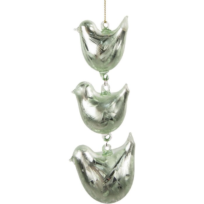 Clayre & Eef 6GL4455 Decoratiehanger vogels groen 7x5x16 cm