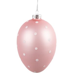 Clayre & Eef 6GL4469 Decoratief ei roze met witte...