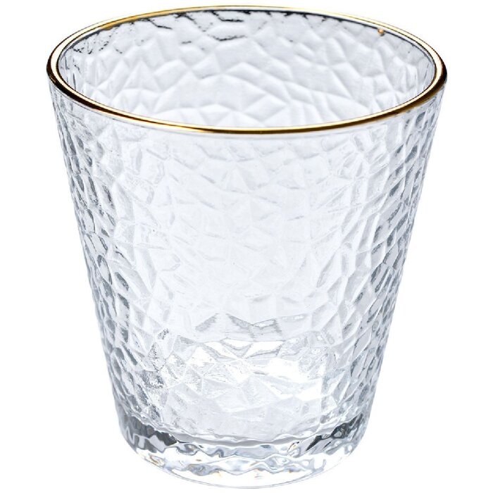 Clayre & Eef 6GL4877 Drinkglas gouden rand 300 ml Ø 9x9 cm