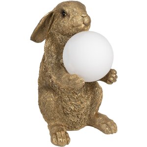 Clayre & Eef 6LMP790 Tafellamp Bunny Goud G9 max 60W 27x19x35 cm