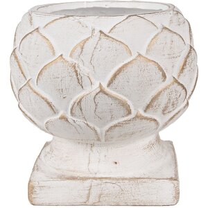 Clayre & Eef 6TE0511M Bloempot Wit Ø 18x17 cm