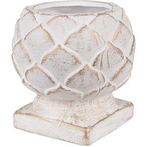 Clayre & Eef 6TE0511S Bloempot Ø 14x14 cm Wit...