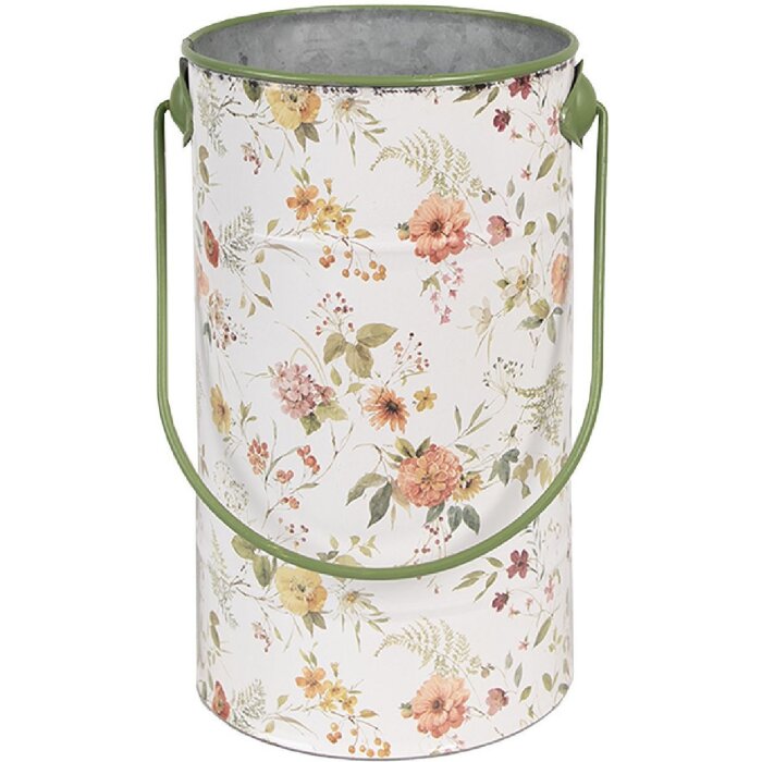 Clayre & Eef 6Y5511L Decoratieve emmer bloemenpatroon Ø 19x27 cm