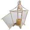 Clayre & Eef 6Y5585 Lantaarn Beige 26x26x47 cm Antiek Ijzer Glas