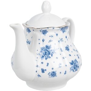 Clayre & Eef BRBTE Theepot Porselein Wit Blauw...