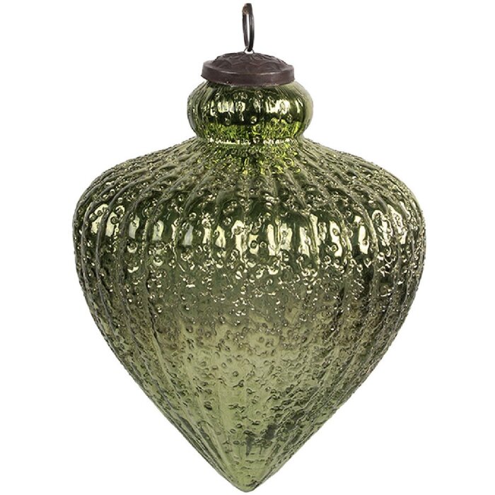 Clayre & Eef 6GL4558XL Kerstbal glas boheems groen Ø 16x20 cm