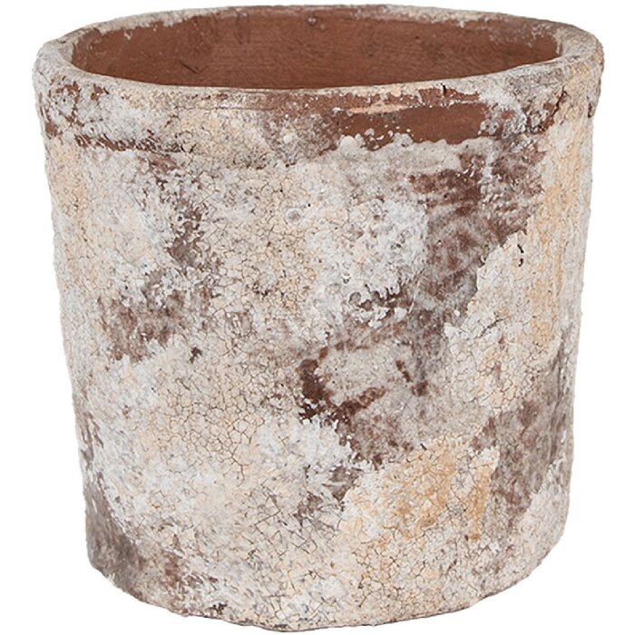 Clayre & Eef 6TE0523M Bloempot Terracotta Beige Ø 18x15 cm Landelijke stijl